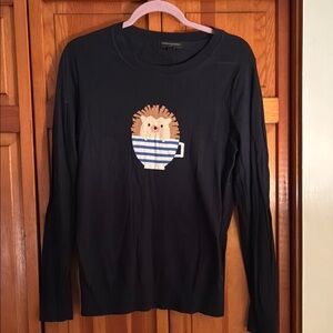 Black Sweater with Hedgehog Design